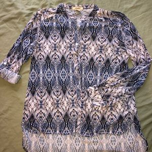 Blue Patterned Asymmetric Top Size PL